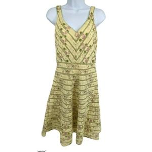 Anthropologie Yellow Floral Dress Easter Spring